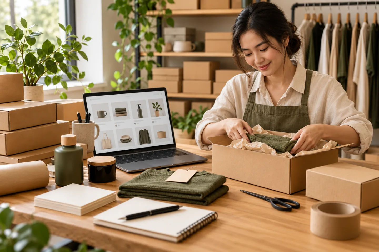 Ảnh minh họa AI: người Việt Nam xử lý đơn hàng thương mại điện tử